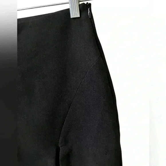 Zara Side Slit Lace Up High Waisted Midi Skirt Black Solid Pencil - Picture 4 of 8